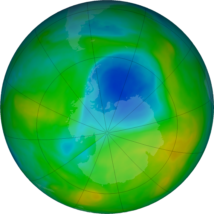 Antarctic ozone map for 27 November 2025